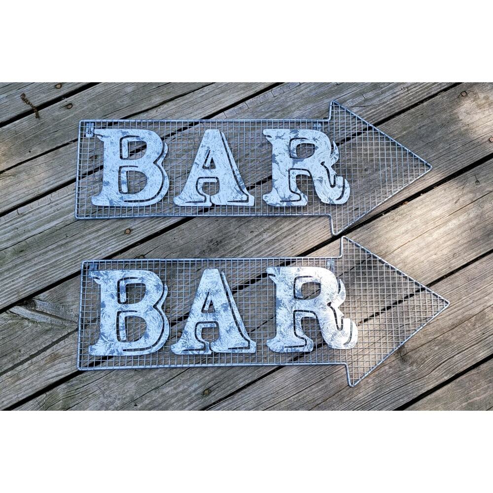 “BAR” Metal Arrow Sign Industrial Wall Man Cave / She Shed Sign Approx 23”